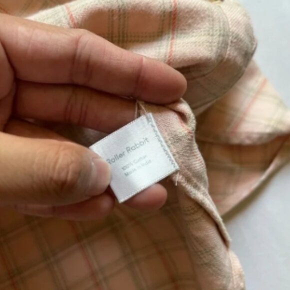 Roller Rabbit peach pink plaid button up long sleeve shirt - Picture 5 of 5